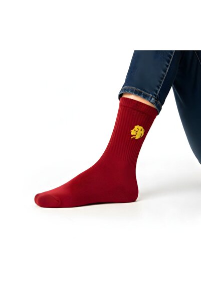 AYDK Unisex Vibrant Red Lion Logo Corded Fabric Cotton Casual Socks