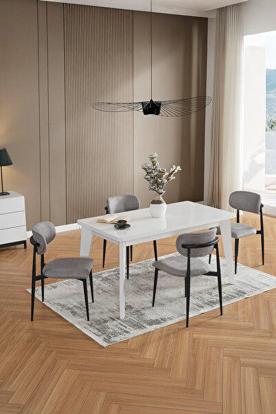 Evdemo Polo 4 Kişilik Mutfak Yemek Masası Takımı Gri