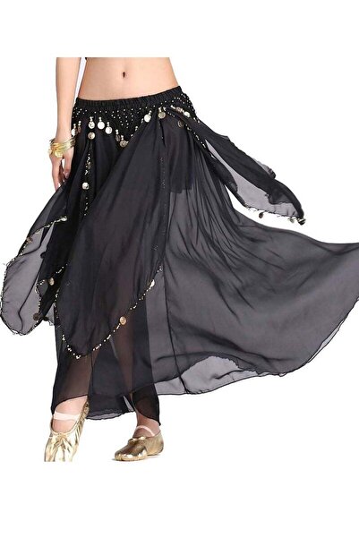 Generic Women Belly Dance Chiffon Skirt with Coins