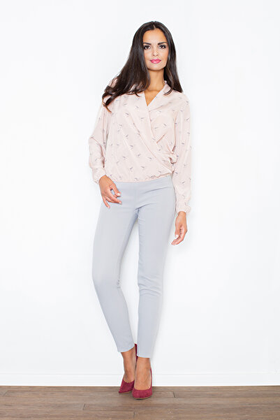 Figl High waisted slim fit pants - grey pants for women M328 size M