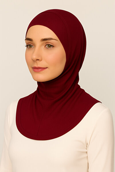 Merve Nayir Women's Hijab Practical Neck Collar Ninja Bonnet Burgundy Sports ...