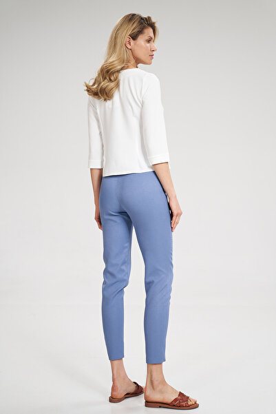 Figl Elegant women's trousers with buttons, blue M696, size L