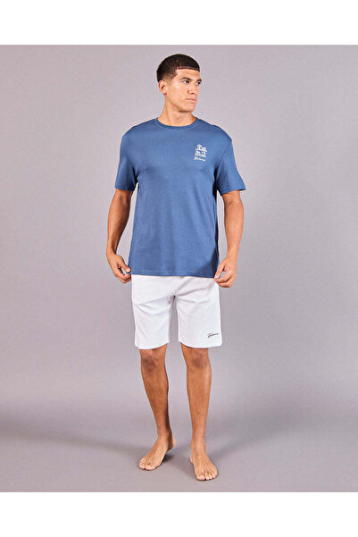 REDTAG Men Blue And White Printed Pyjama Set (2 Piece)