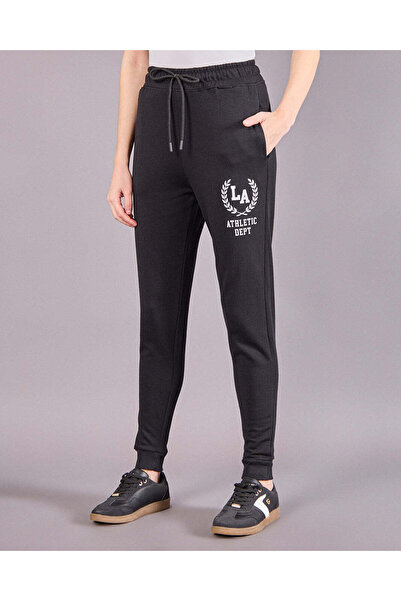 REDTAG بنطلون رياضي نسائي أسود مطبوع