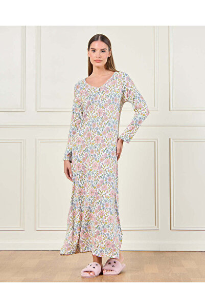 REDTAG Women Ivory Printed Nightgown