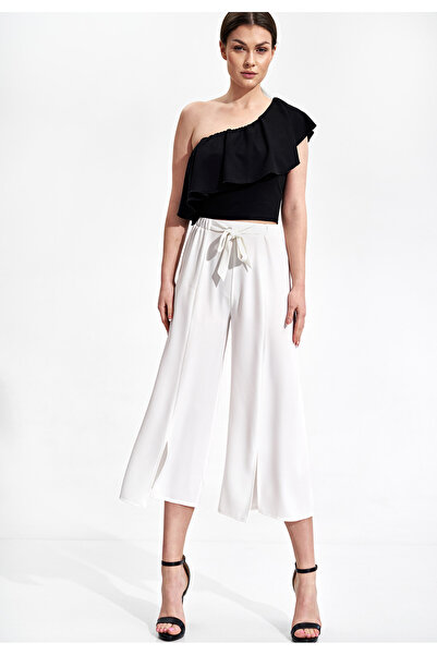 Figl Women's culottes - elegant ecru trousers for women M860 size S