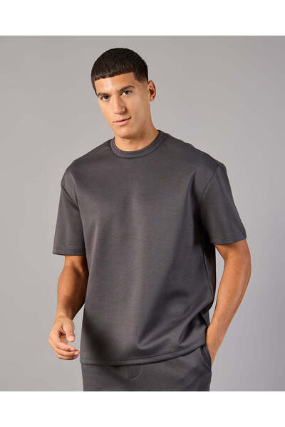 REDTAG Men Charcoal Modal Active T-Shirt