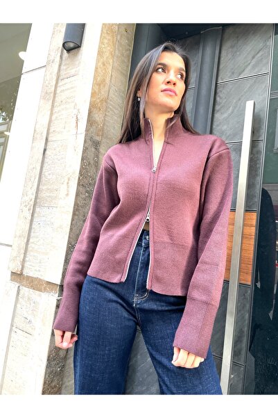 ABBRA Women's Double Zipper Cardigan