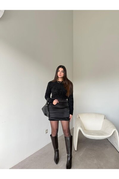 Bade Butik Черна драпирана мини пола