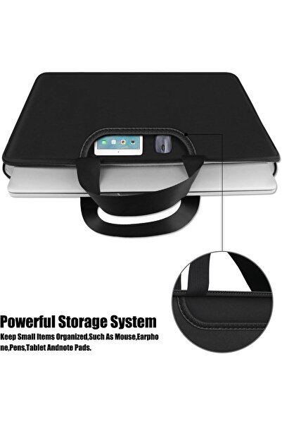 Roomlyne Laptop Sleeve Bag 15.6 Inch - Durable Briefcase Handle Bag with Two Extra Pockets (Black)