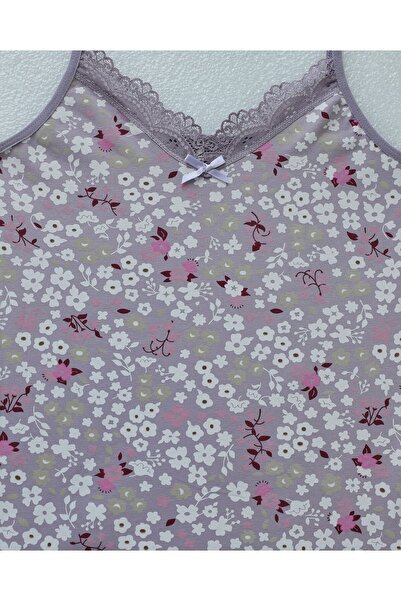 Modamorfo Lace Patterned Tank Top with Rope Straps - Lilac