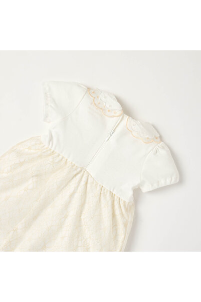 giggles Textured A-Line Dress with Short Sleeves