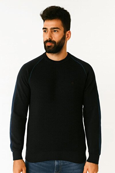 Markova Uzun Kollu Çizgi Detaylı Pamuk Ve Akrilik Karışımlı Sıcak Ve Regulear Kesim Erkek Triko Kazak 5118