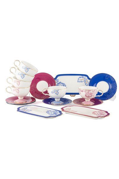 esdekor Eloria 5-piece coffee cup set (set of 2) 90cc random contents: 2 cups + 2 saucers + 1 turkish delight holder