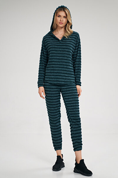 Figl Women's pants with green stripes and elastic waist M813 size S