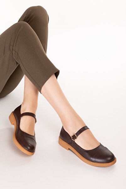 Gondol Παπούτσια μπαλαρίνας από γνήσιο δέρμα Daily Classic Loafer alb.406 Καφέ