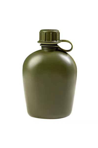 zola Water container, cover and cup included, 1 l, military model, plastic and aluminum, green/brown