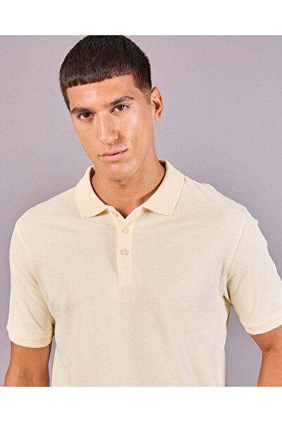REDTAG Men Ecru Basic Polo Shirt