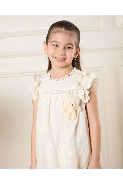 REDTAG Girls White Embellished Dress