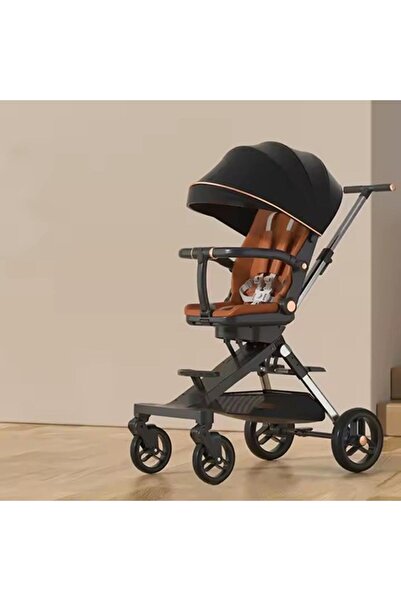 FONIX Comando Kids Multifunction Baby Stroller with Tray & Cup Holder, Rotating Seat - Black/Gold