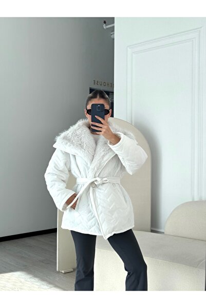 solena sln Women's Premium Fur Collar Coat