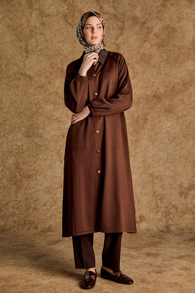 Setrms Lastik Manşetli Uzun Triko Hırka