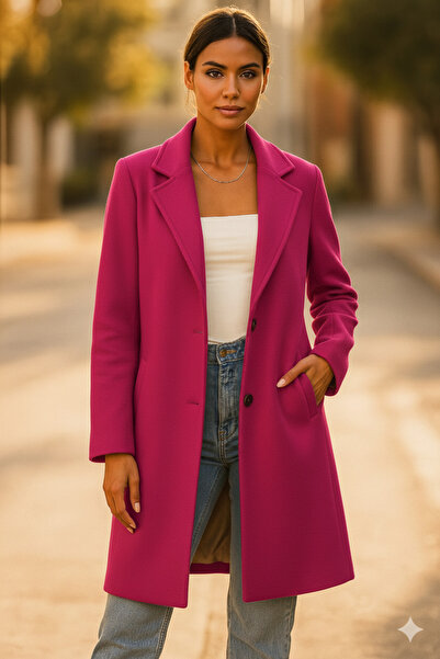 tach Γυναικείο παλτό από φλις χωρίς επένδυση φούξια