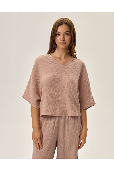 Henderson Women's Pajamas Two-Piece Set Oversize T-Shirt and Wide Leg Pants 100% Muslin Cotton | Fave