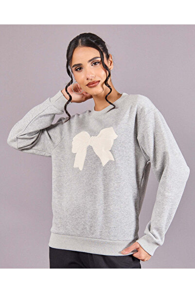 REDTAG Women Grey Printed Sweatshirt