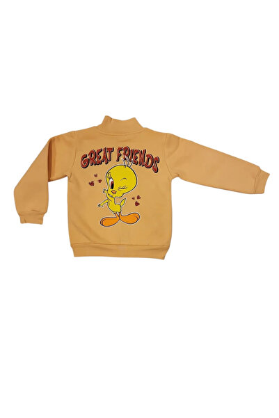 Ravza Girl's Tweety Thick Cardigan Set