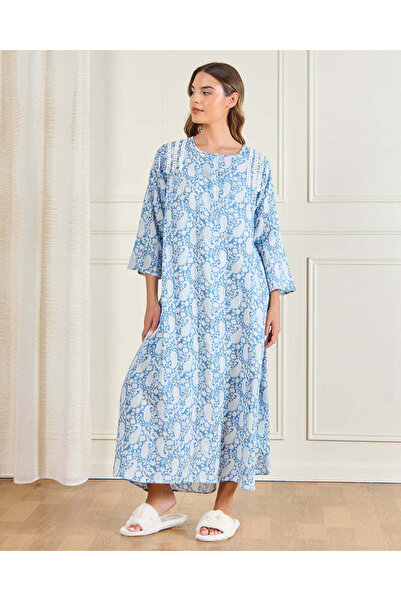 REDTAG Women Blue Printed Nightgown