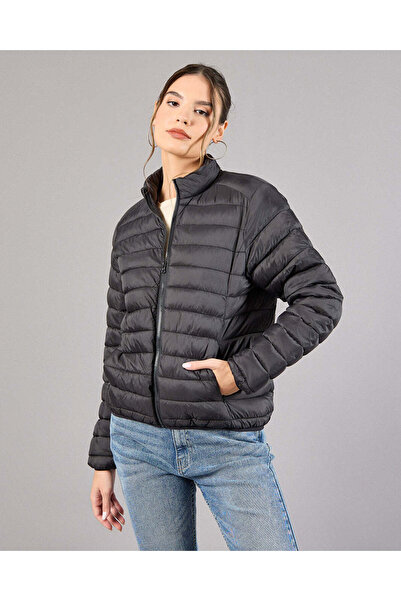 REDTAG Women Black Quilted Jacket