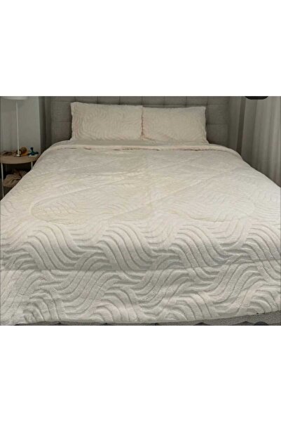YÜNTEKS Merinos Diamond Fur Comforter Set, Double Size Quilt Set (220X240)