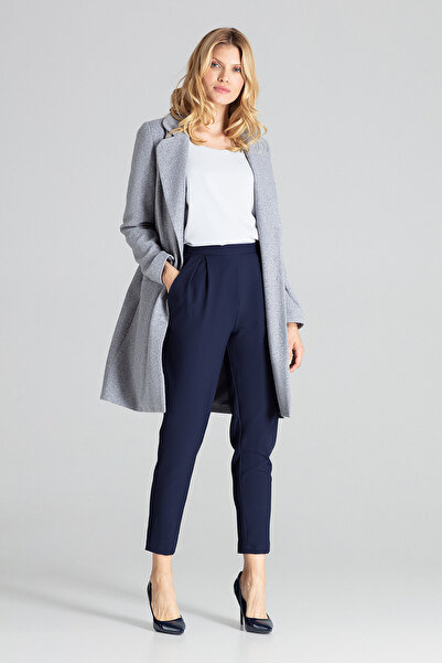 Figl Women's classic trousers - women's pleated trousers, navy blue M676, size S