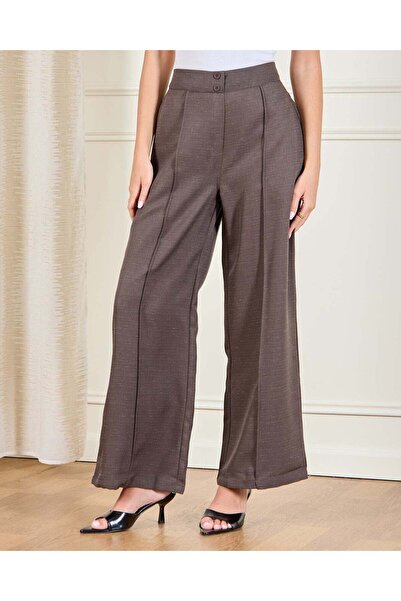 REDTAG Women Brown Wide-Leg Trousers