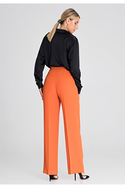 Figl Women's high-waisted orange office trousers M949, size M