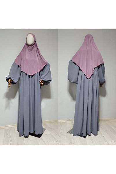 AHRAR tesettür Short Length Sandy Souffle Khimar Ready to Wear Hijab Scarf Lilac