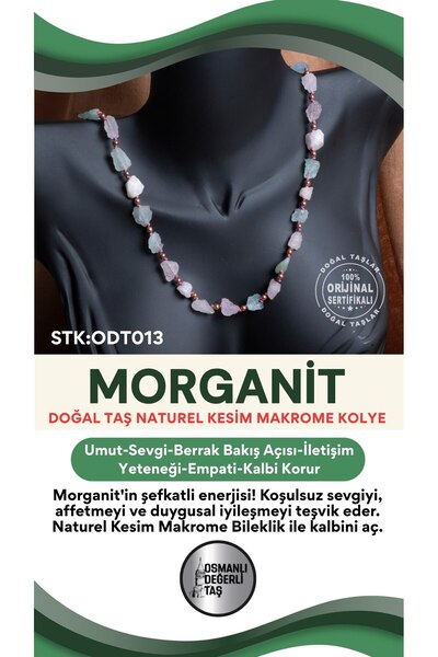 OSMANLI DEĞERLİ TAŞ قلادة مورغانيت من الحجر الطبيعي المعتمد بقطع طبيعي من الم...