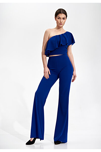 Figl Women's high waist wide leg pants - elegant ladies' trousers sapphire M874 size M
