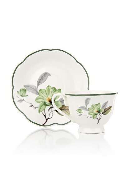 ÇIRPAN EV YEŞİL ÇİÇEK 2 KİŞİLİK TÜRK KAHVESİ FİNCANI