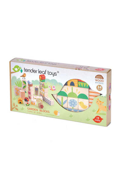 Tender Leaf Toys Cuburi stivuibile cu ilustratii din gradina, din lemn premiu...