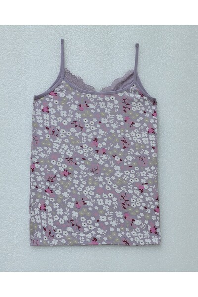 Modamorfo Lace Patterned Tank Top with Rope Straps - Lilac