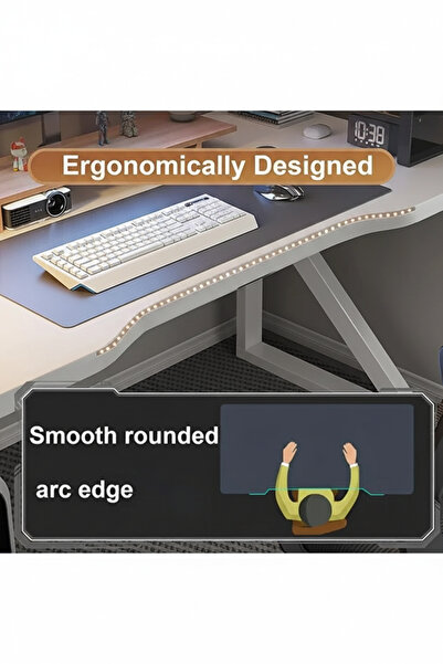 NZONE STORE Large gaming desk, K-shaped gaming table, 120cm white gaming workstation