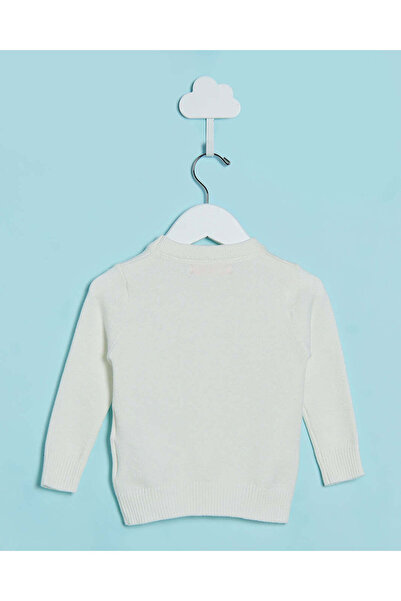 REDTAG Infant Girls White Round Neck Basic Sweater