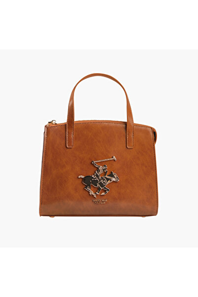 Beverly Hills Polo Club Logo Accent Tote Bag with Chain Strap and Zip Closure