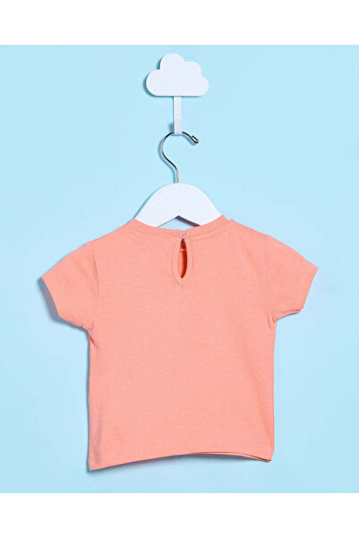 REDTAG Infant Girls Peach Printed Casual T-Shirt