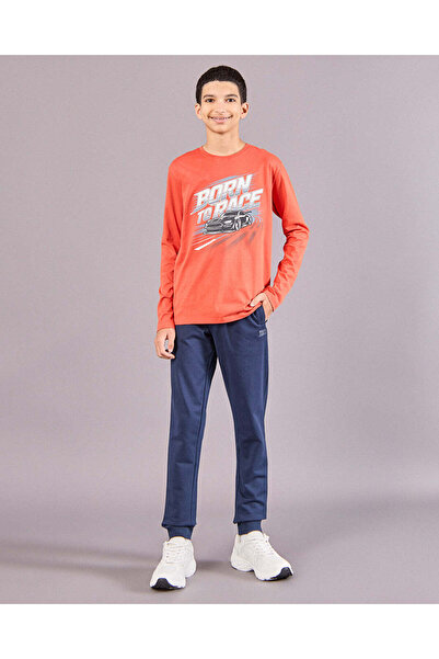 REDTAG Senior Boys Orange Racing Car Graphic T-Shirt