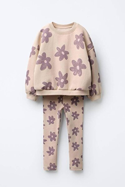 Monila Girls' Floral Printed 3 Yarn Cotton Fabric Bottom Top Set