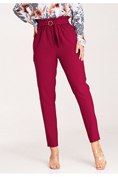 Figl Elegant high-waisted women's trousers - M1072 Burgundy size S