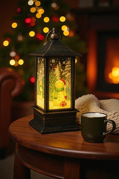 CHANCE GİFT Led Lighted Christmas Lantern Snowman Themed Christmas Lantern Tree Ornament Decorative Lighted Ornament